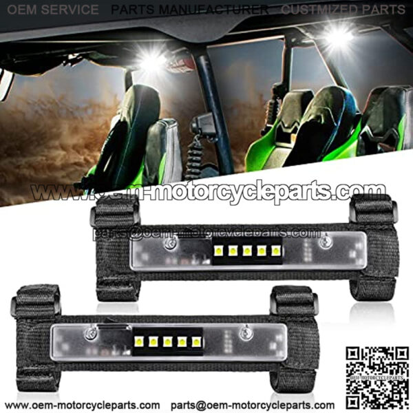 This set of 2 universal roll bar mount LED lights serves as an interior dome light and courtesy light for UTV accessories. They are suitable for ATVs, Polaris RZR, Can-Am, trucks, cars, and other off-road vehicles.