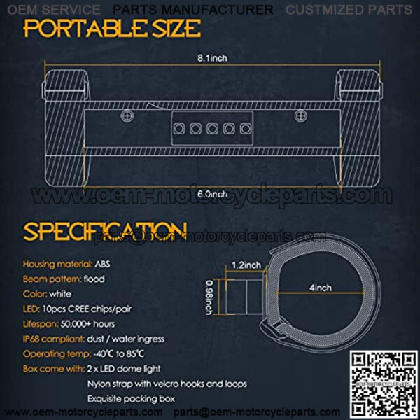 This set of 2 universal roll bar mount LED lights serves as an interior dome light and courtesy light for UTV accessories. They are suitable for ATVs, Polaris RZR, Can-Am, trucks, cars, and other off-road vehicles. - Image 2