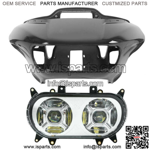 Black Inner & Outer Fairing LED Headlight Fit For Harley Road Glide 15-23 22 21 (For: Harley-Davidson)