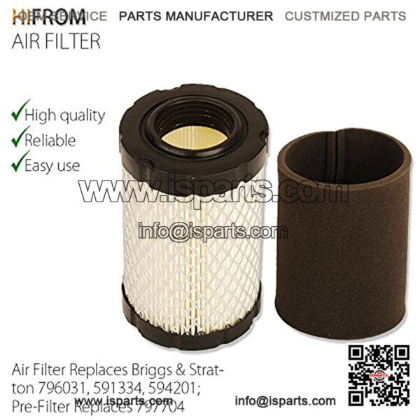 Air Filter with Pre Filter Replacement for 796031 594201 591334 Pre Filter 797704 Replacement for MIU1303 GY21435 MIU13963 Lawn Mower Air Cleaner - Image 3