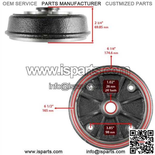 Rear Left and Right Brake Drum fits Kawasaki Mule 500 KAF300A KAF300B 1993-1996 - Image 2