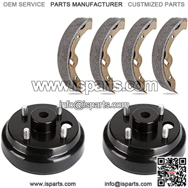 Golf Cart Brake Drums & Brake Shoes Kit for EZGO TXT 1996-up Electric Vehicles, Replace OEM 70794G01 70795G01 27943G01 27945G01