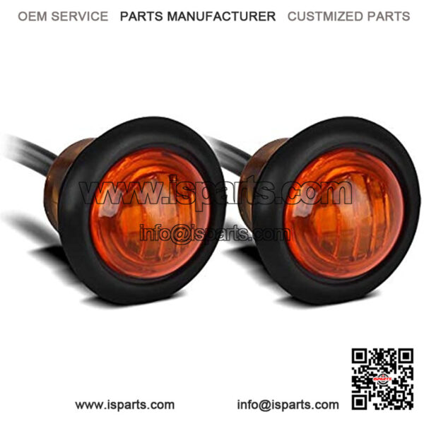 Pair 3/4" Mini Marker Clearance Light Turn Signal Light 1 Diode Amber Light,3 Wires