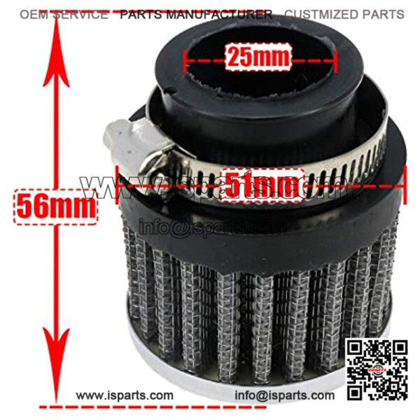 Motorcycle Air Filter, 25mm Inlet Size, 18mm-25mm Hose Clamp, Cylindrical Intake Mesh Filter,8% coupon applied at checkout,with coupon - Image 2