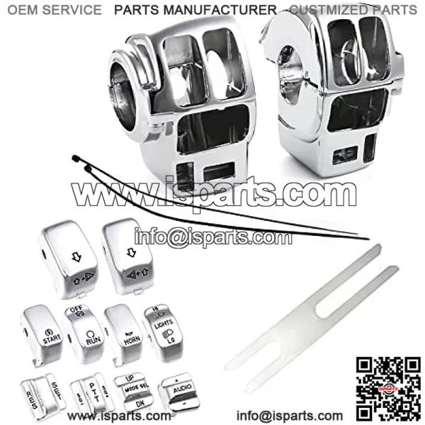 Chrome Switch Housings Caps Set for Harley Davidson Electra Glide Road King Tri Glide 1996-2013