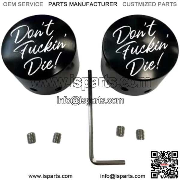 Don't Fuckin' Die Front Axle Cap Nut Covers Black in Color Compatible With Harley Davidson Touring Road King Road Glide Street Glide Ultra Dyna