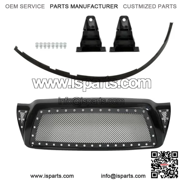 For 2005-2011 Toyota Tacoma Pickup Rivet Mesh Black Upper Main Grille TO1200279 - Image 2