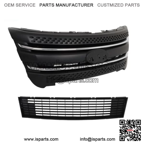 For Ford Explorer 2011 2012 2013-2015 Front Bumper Upper+Lower Grille Assembly - Image 2