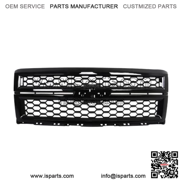 For 2014-2015 Chevrolet Silverado 1500 Front Bumper Upper Grille Gloss Black - Image 2