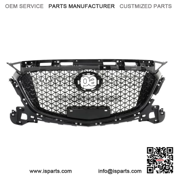 For 2017 2018 Mazda 3 Axela Front Bumper Upper Grille Honeycomb Grill Black - Image 2