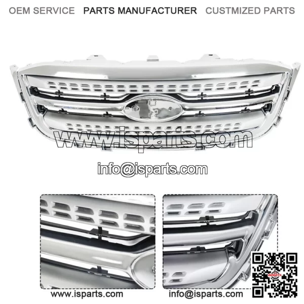 Chrome Front Bumper Upper Grille For 2010-12 Ford Taur Limited SE SEL - Image 3