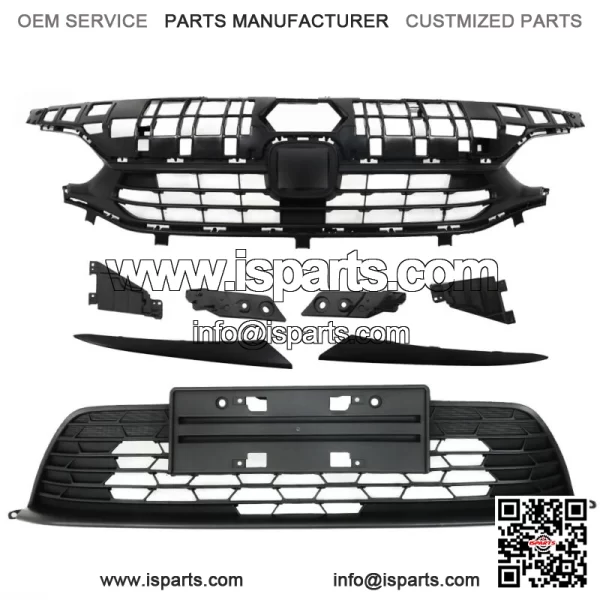 For 2022-2023 Honda Civic Front Bumper Upper&Lower Grill+Headlight Eyelid - Image 2