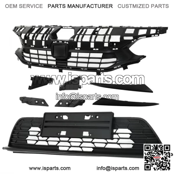 For 2022-2023 Honda Civic Front Bumper Upper&Lower Grill+Headlight Eyelid - Image 3