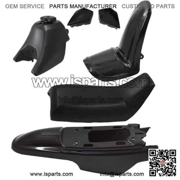 For Yamaha PW50 PY50 Plastic Kit Fender Seat Body Fairing Cover Gas Tank Black - Image 2