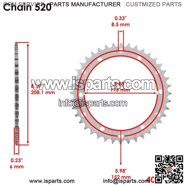 Front & Rear Sprockets Kit for Yamaha Blaster 200 YFS200 1988-2006 (For: Yamaha YFS200) - Image 3