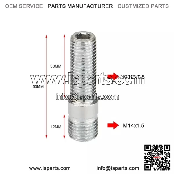 Long 58mm reverse bolt M12*1.5-M12*1.5 - Image 2