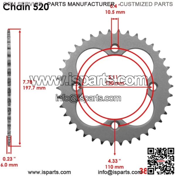 Drive Chain & Sprockets Kit for Honda TRX450R TRX450ER 2006-2014 (For: Honda) - Image 4