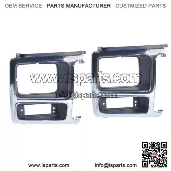 New Left and Right Side Headlight Bezels in Chrome/Black, Compatible with 1980-1986 Ford Models (Fits Ford F-150)