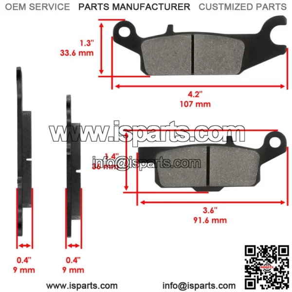 Front and Rear Brake Pads for Yamaha Grizzly 700 YFM700F 2007-2020 (For: Yamaha) - Image 2