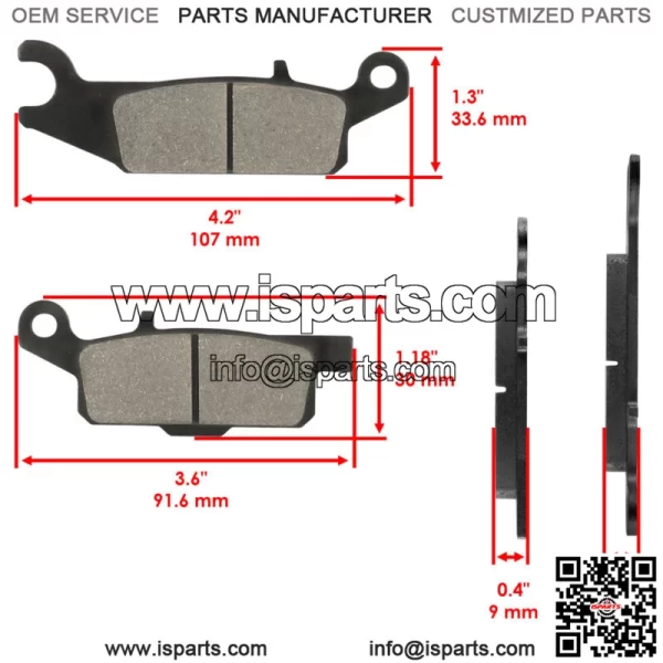 Front and Rear Brake Pads for Yamaha Grizzly 700 YFM700F 2007-2020 (For: Yamaha) - Image 3