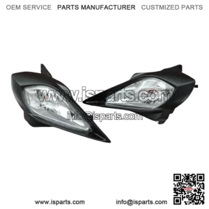 2 x Headlights + bulbs + plastic surround + socket Yamaha YFZ450 Raptor 700 700R