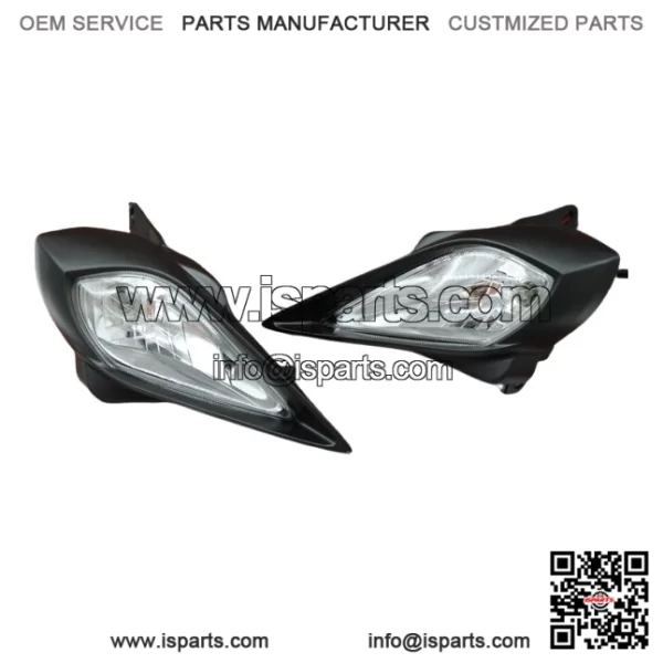 2 x Headlights + bulbs + plastic surround + socket Yamaha YFZ450 Raptor 700 700R