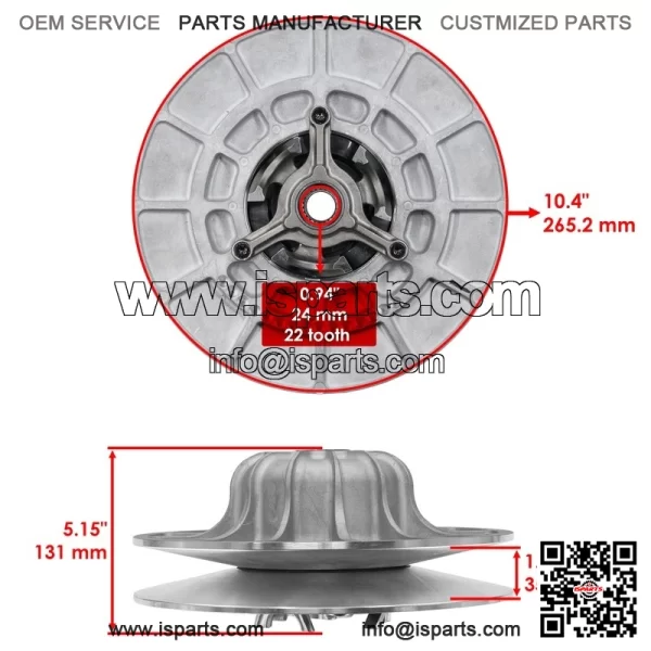 Secondary Clutch & Belt For Polaris RZR TURBO 4 19 TURBO S 20 1323394 3211202 - Image 2