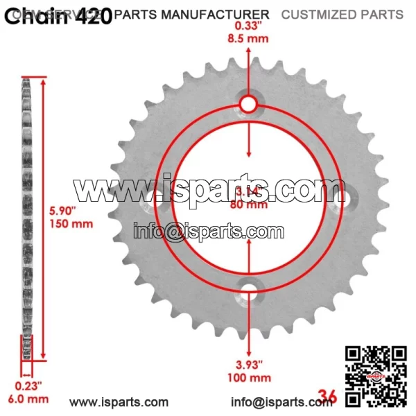 Front Rear Drive Chain Sprocket for Honda CRF70F 2004-2012 41201-GCF-670 - Image 3