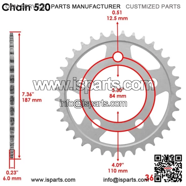 Front Rear Drive Chain Sprocket for Husaberg FC350 1996 / FC400 1996 - Image 3