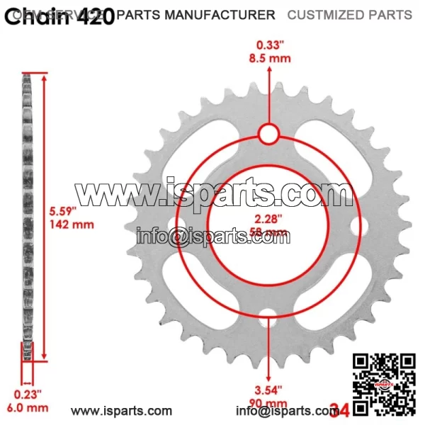 Front Rear Drive Chain Sprocket for Honda Grom 125 2014-2020 23801-K26-900 - Image 2