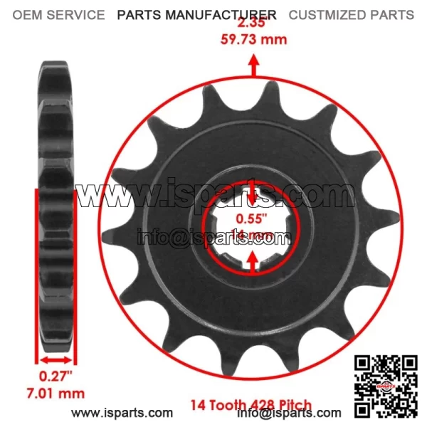 Front Rear Drive Chain Sprocket For Kawasaki KLX140 2008-2023 13144-0049 - Image 2