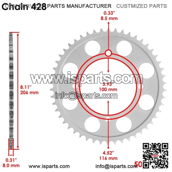 Front Rear Drive Chain Sprocket For Kawasaki KLX140 2008-2023 13144-0049 - Image 3