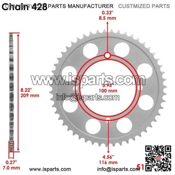 Drive Chain Sprockets For Kawasaki KLX140L 2008-2009 2011-2023 42041-005 - Image 3