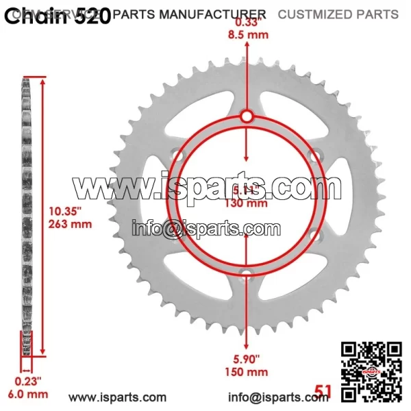 Rear Wheel Chain Sprocket For Yamaha YZ250 2010-2022 / YZ450 2010-2021 - Image 2