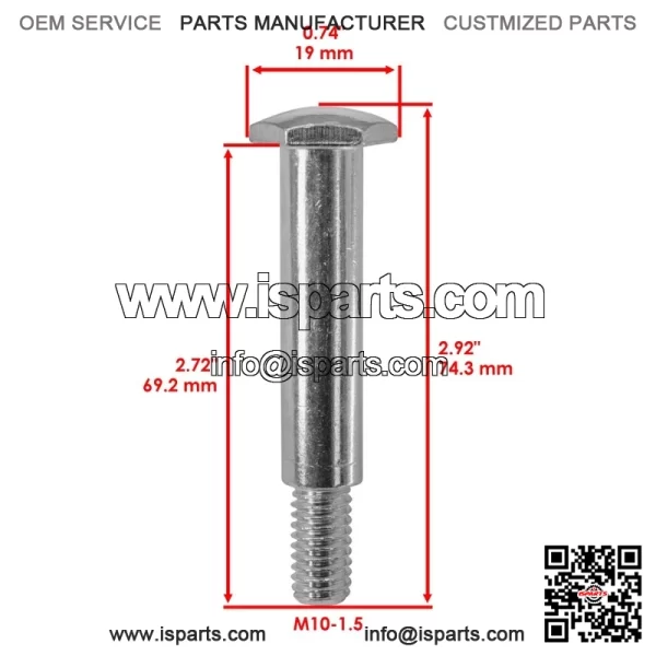 2108765SM 2108765 Deck Wheel Bolt for Briggs & Stratton Ferris Murray / 714760SM - Image 2