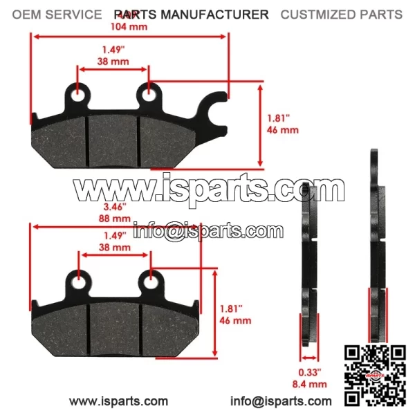 Front Rear Brake Pads for Can-am Commander Max 1000 XT LTD 2014-2018 Left Right - Image 4