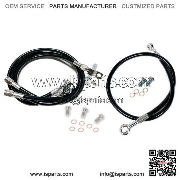 Steel Braided Brake Lines Black +2" Front +0" Rear TRX 450R TRX 450ER - Image 2
