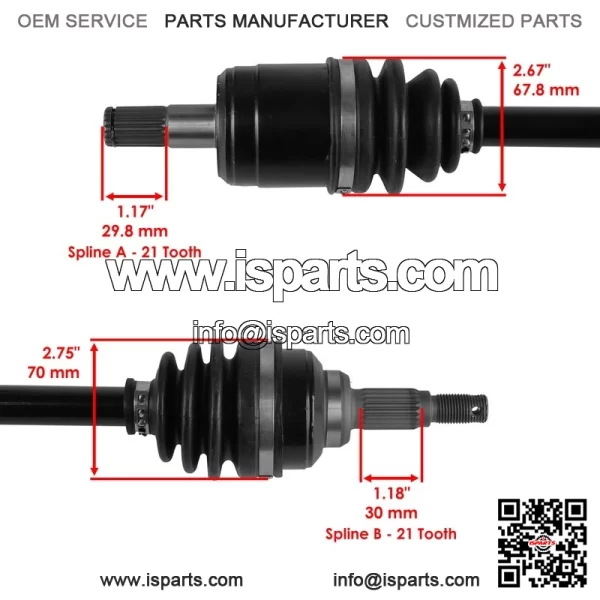 Front CV Joint Axle W/ Bearing for Honda TRX450ES TRX450S Foreman 450 1998-2001 - Image 3