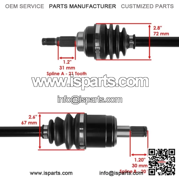 Front CV Joint Axle W/ Bearing for Honda TRX450ES TRX450S Foreman 450 1998-2001 - Image 5