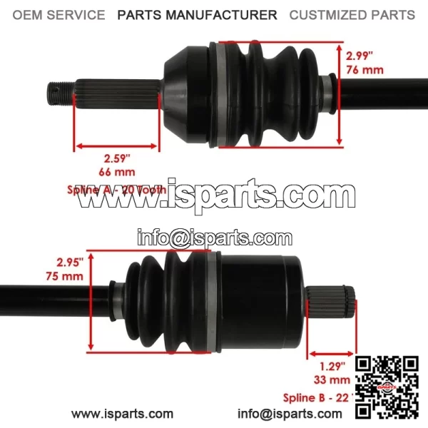 Front CV Axle For Polaris Ranger ETX 2015 2016 / Ranger EV Liion 2016 / 1333238 - Image 3
