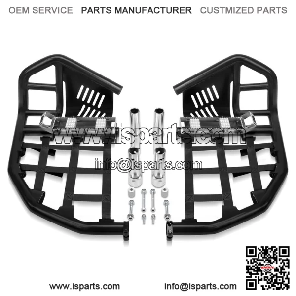 For Yamaha YFZ 450 Nerf Bars Pro Peg Heel Guard Black Bars With Black Nets - Image 2