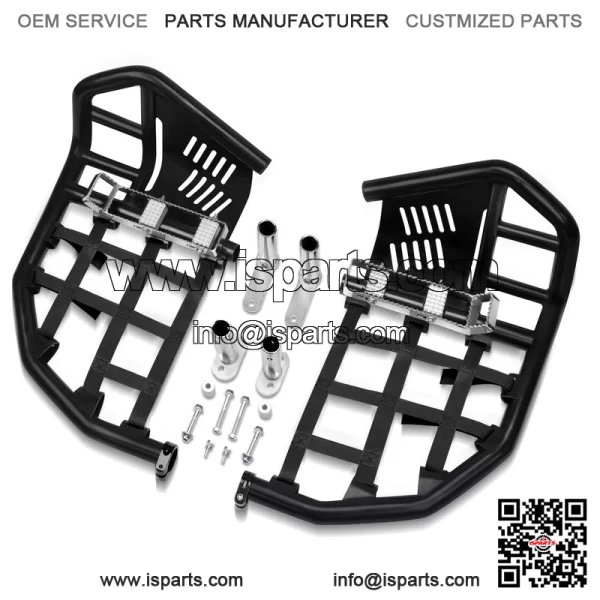 For Yamaha YFZ 450 Nerf Bars Pro Peg Heel Guard Black Bars With Black Nets - Image 4