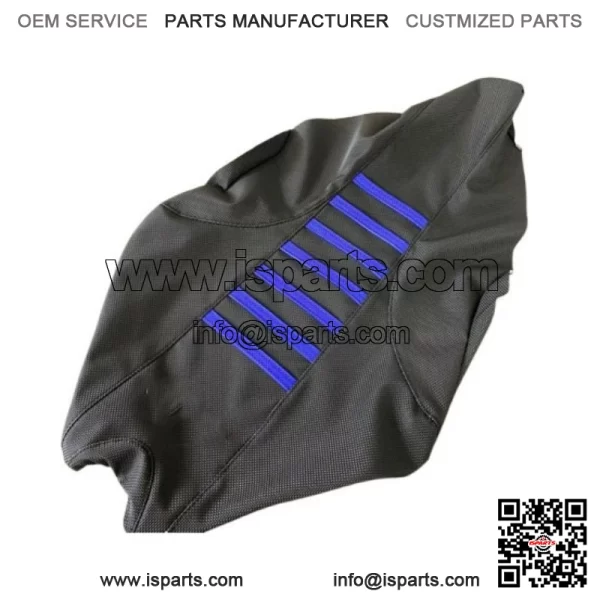 2009-2024 Yamaha YFZ 450R Seat Cover  All Black / Blue Ribs  Gripper #201 - Image 2