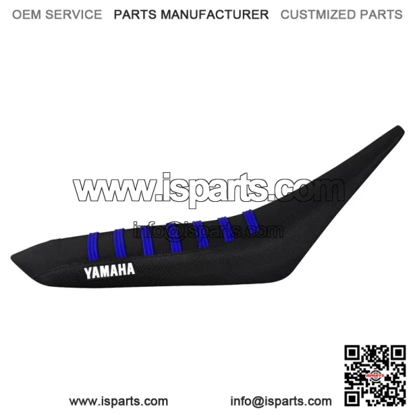 Yamaha YFZ 450 Gripper Seat Cover 2004 - 2013  all BLACK w/ BLUE ribs LOGO #200 - Image 2