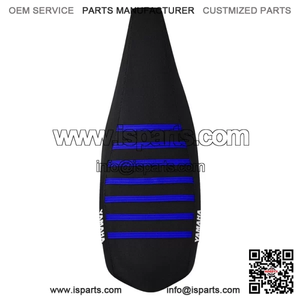 Yamaha YFZ 450 Gripper Seat Cover 2004 - 2013  all BLACK w/ BLUE ribs LOGO #200 - Image 3