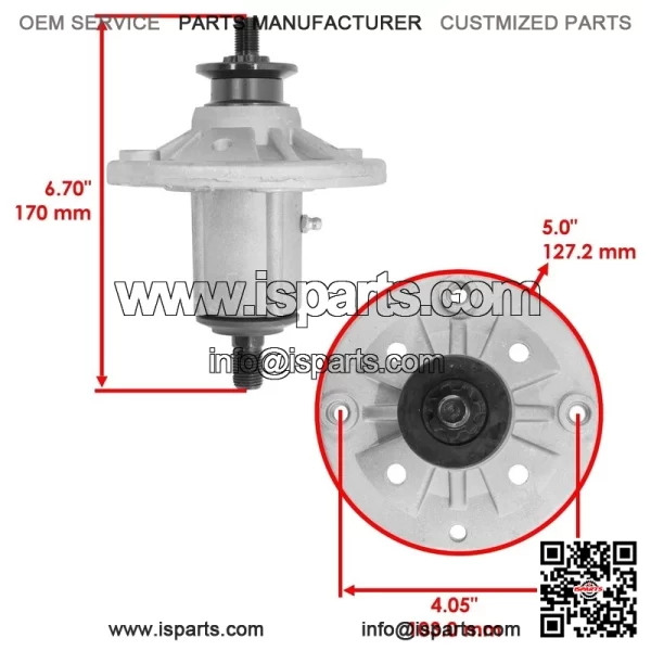 38" Deck Spindle w/Pulley & Blade for John Deere X300 AM137483 M151720 M153118 - Image 2