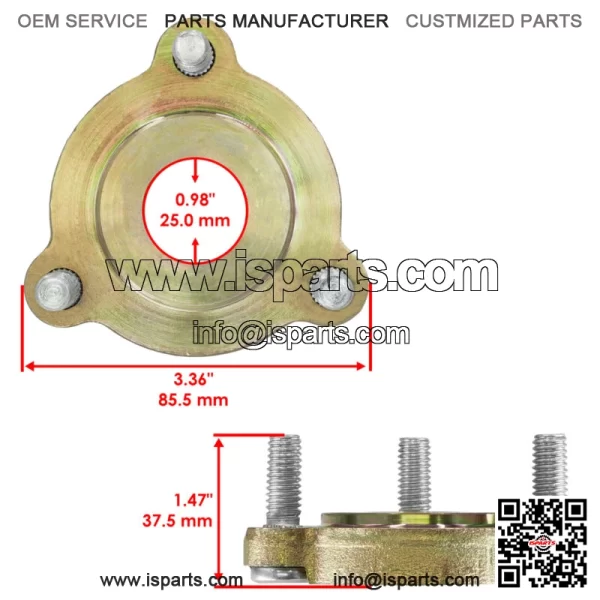 127-0557 Deck Spindle Pulley Hub w/ Studs for Toro Spindle 127-0560 / 127-0570 - Image 2