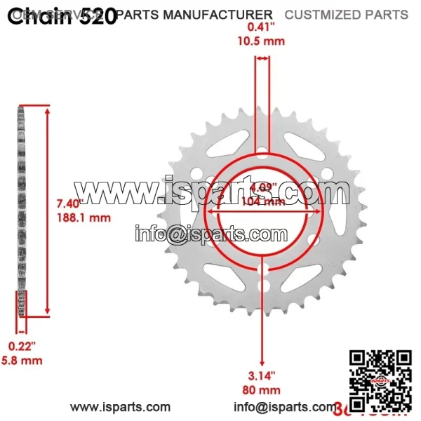 Polaris Scrambler 500 4X4 2000-2011 O-Ring Drive Chain & Sprockets Kit - Image 4