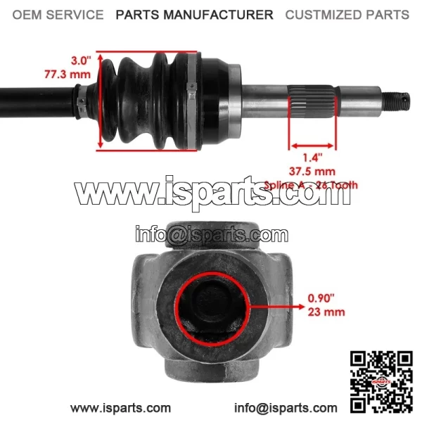 Polaris Scrambler 500 1997-1998 Front Right CV Joint Axle (BTB 138 Stamped) - Image 3