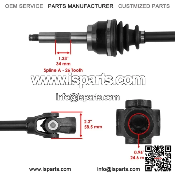 Polaris Scrambler 400/500 4X4 1997-2003 Front CV Joint Axle (BTB) - Image 3